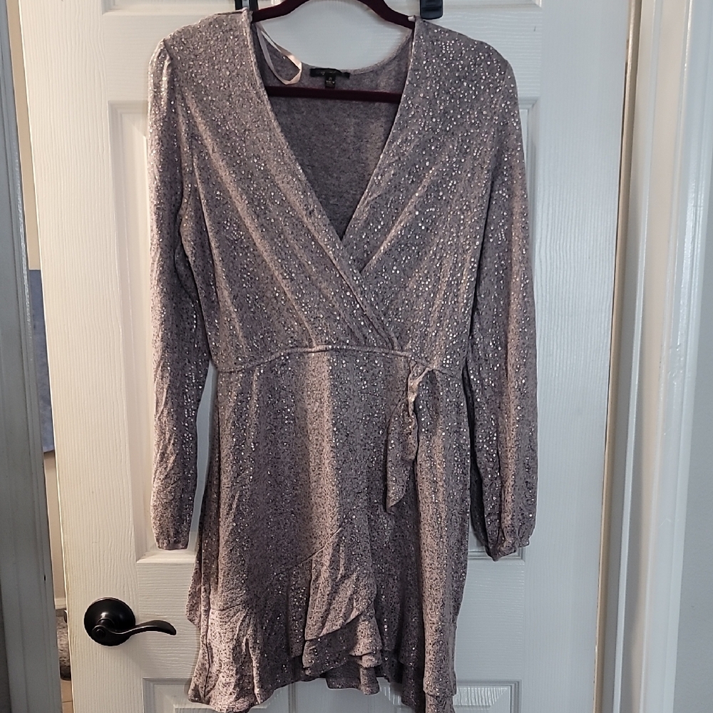 Elegant Taupe Wrap Dress